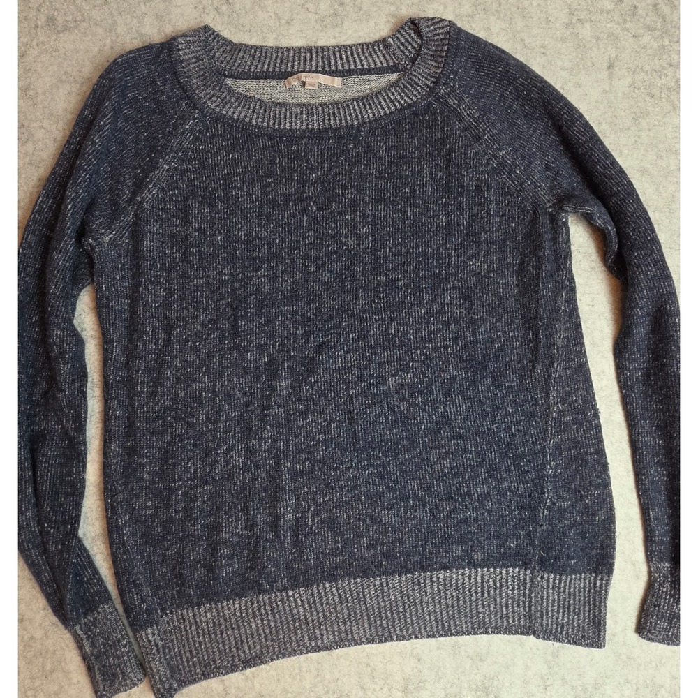 Gap Mens Medium Navy Blue Marled Wool Blend Raglan Crew Neck Sweater Pullover